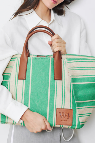 The Riviera Tote | Bright Green Stripe