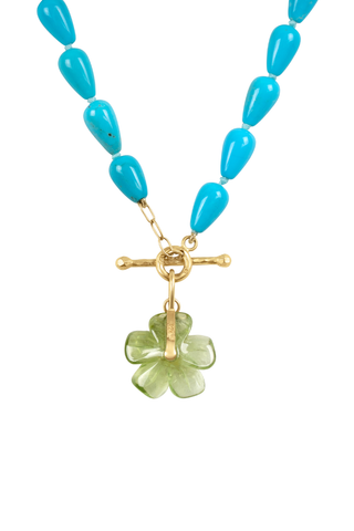 Sleeping Beauty Beads Necklace | Peridot And Yellow Sapphire Flower