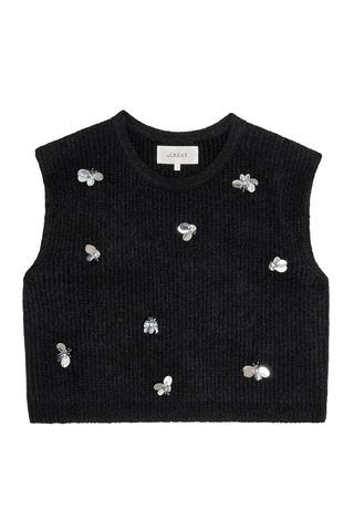 The Embellished Sweater Vest | Black