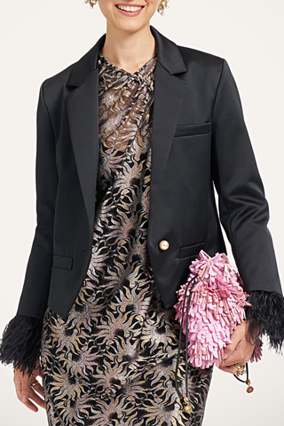 Luckycharm Jacket With Feathers | Solid Black
