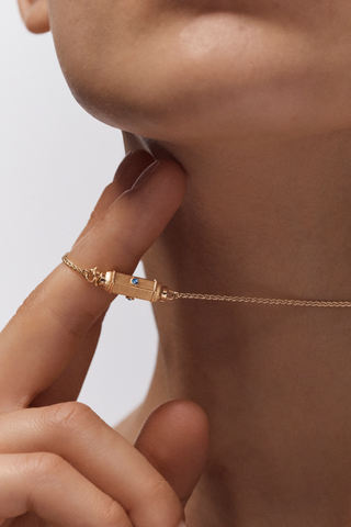 Micro Coco Sapphire Locket Necklace | 42cm