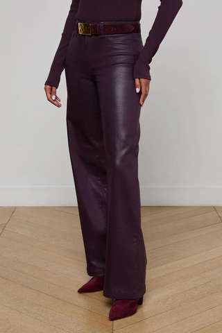 Scottie Coated Wide Leg Jean | Dark Malbec