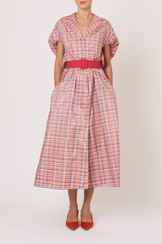 Wind at Your Back Dress | Pink Plaid