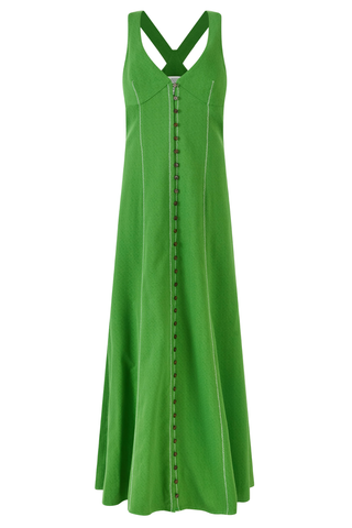 Row, Row, Row Your Buttons Dress | Grass Green