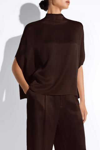 Satin Cape Tee | Dark Brown