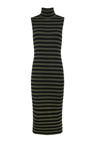 Brita Turtleneck Dress | Black/Army Stripe