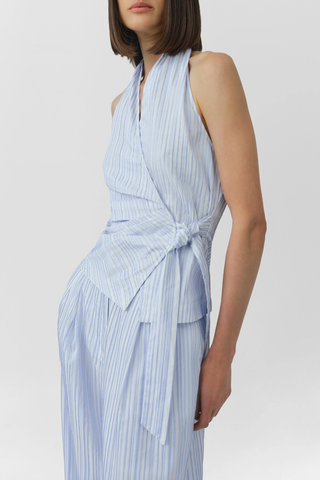 Bria S/L Top | Blue Stripe