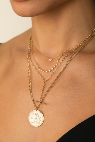 14k Large "I love you to the moon & back" Mantra Small Curb Chain Necklace