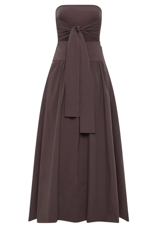 Gathered Strapless Tie Back Dress | Chocolate Plum