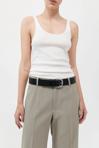 Organic Cotton Slim Scoop Tank | White