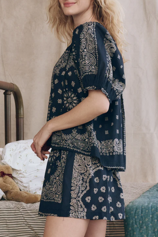 The Smocked Sleep Short | Bandana Patchwork