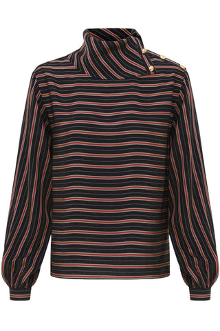 Valiant Cowel Neck Top | Black Rose Stripe