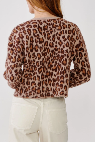 Char B Shrunken Cropped Welt Pocket Leopard Jacket | Dune/Cinnabar