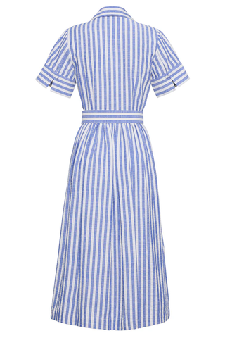 Malena Dress | Seersucker Blue Stripe