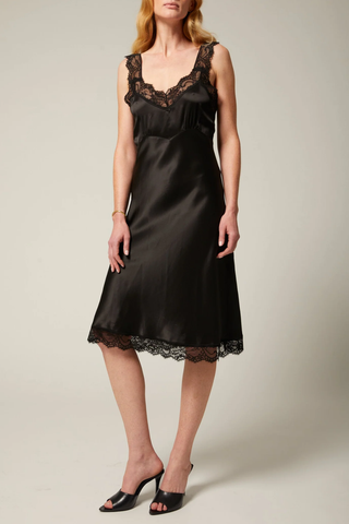 Paola Silk Midi Dress | Black