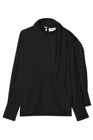 Foulard Silk Satin Top | Black