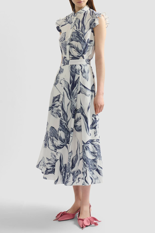 Floral Print Sleeveless Top | Botanical Engraving Ivory