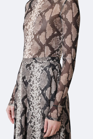 Printed Mesh Mock Neck Bodysuit | Python Print