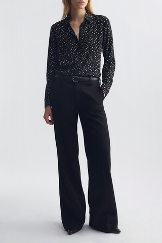 Gaia Silk Shirt | Black/Ivory Star