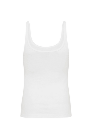 Organic Cotton Slim Scoop Tank | White