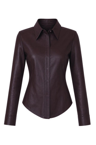 Alba Leather Shirt | Burgundy