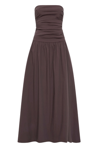 Gathered Strapless Tie Back Dress | Chocolate Plum