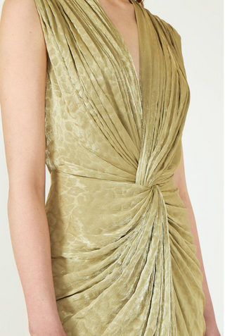 Franca Lurex Georgette Dress | Olive Gold