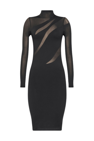 Sheer Opaque Dress | Black