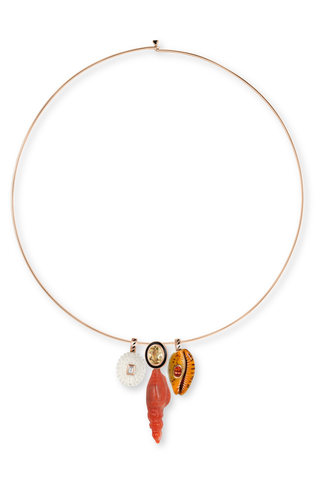 Petite Natural Cowry Shell | Oval Orange Sapphire