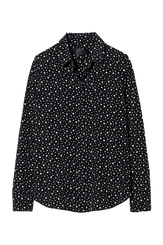 Gaia Silk Shirt | Black/Ivory Star