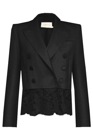 Valiant Lace Cropped Blazer | Black