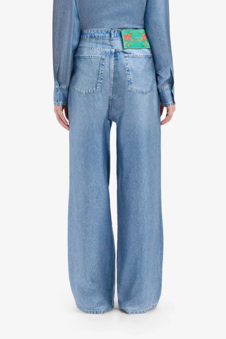 Aloe Silk Faux Denim Trousers | Denim 515240