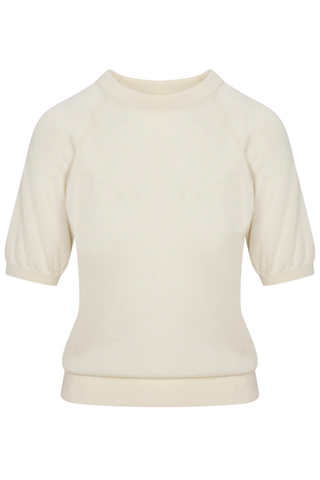 Cashmere Short Sleeve Raglan Sweater | Chalk