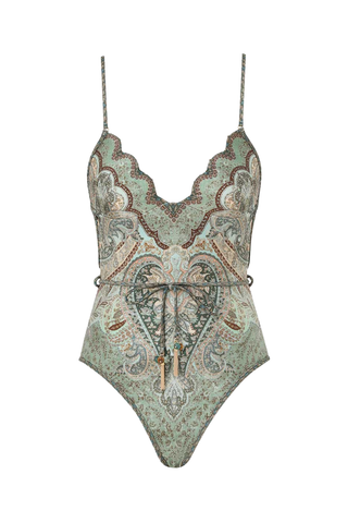Wanderlust Scallop One Piece Swimsuit | Tapestry Teal Multi