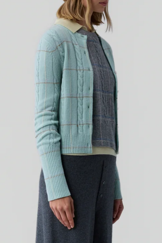 Jane Check Cardigan | Seaglass Combo