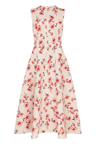 Mara Dress | Summer Lillies Red On Pink