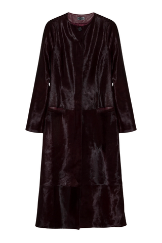 Bowie Leather Collarless Coat | Fig