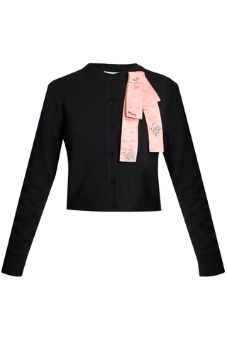 Embellished Merino Wool Cardigan | Black