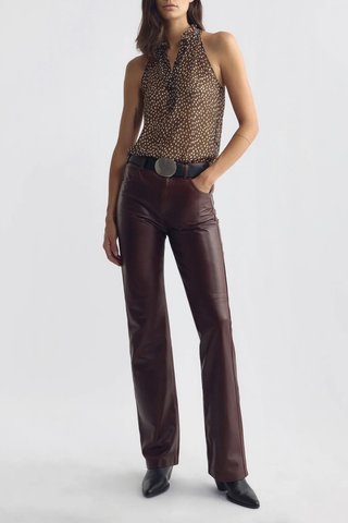 Daniella Silk Top | Brown/Cream Wild Dots