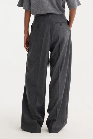 Relaxed Soft Wool Trousers | Dark Grey Melange