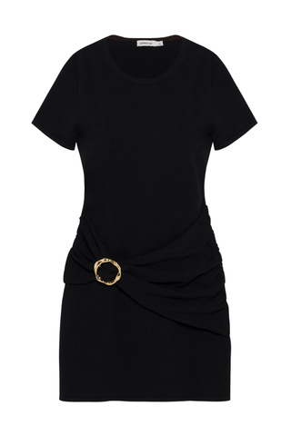 Leni S/S Draped Mini Dress | Black