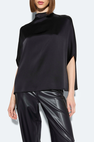 Satin Cape Tee | Black