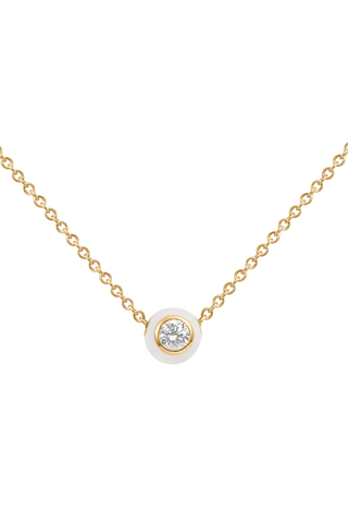 Audrey Pendant Necklace Small | White Enamel and Diamond