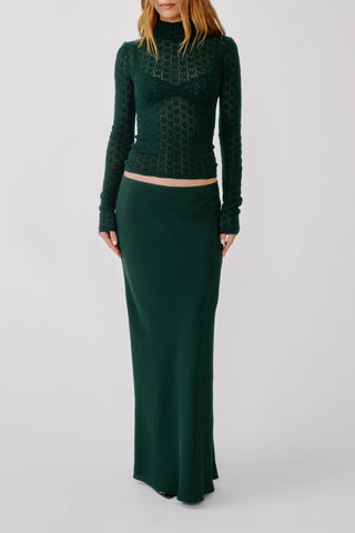 Grace C Scallop Trim Bias Maxi Pull On Skirt | Hunter Green