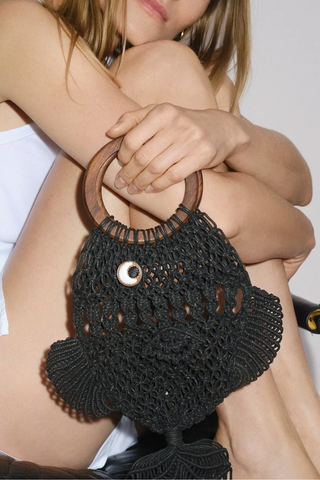 Macrame Fish Clutch | Black