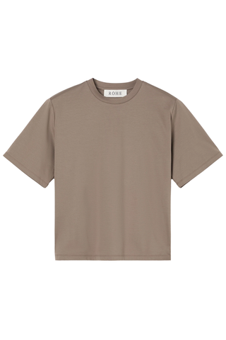 Oversized Cotton Silk T-Shirt | Taupe