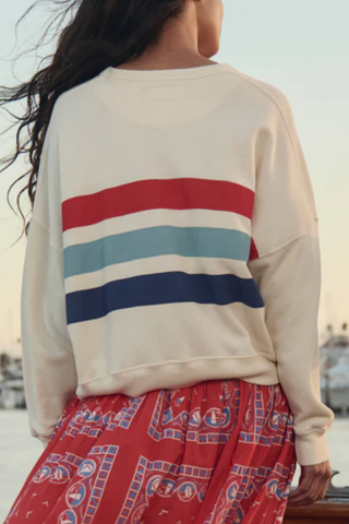 The Teammate Sweatshirt W/ Saltwater Stripe | Washed White