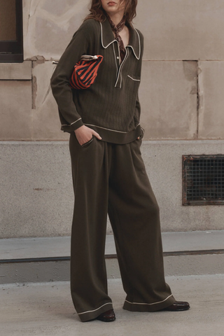 The Menswear Tipping Trouser Pant | Olive