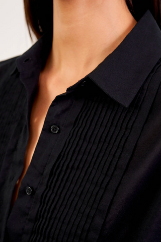 Daniel Voile Tuxedo Shirt | Black