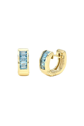 Classic Buckle Huggies | Aquamarine Baguette